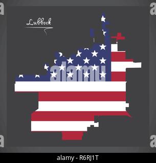 Plan de la ville de Lubbock au Texas avec American national flag illustration Illustration de Vecteur