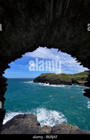 Château de Tintagel landing gate, péninsule de l'île Cornwall, Angleterre,,UK Banque D'Images