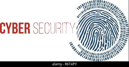 Empreinte numérique et un binaire et 0 chiffres en cercle. cyber security concept. digital cercle. vector illustration isolé sur fond blanc. Illustration de Vecteur