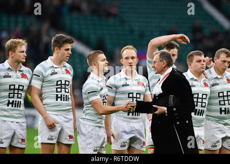 Londres, Royaume-Uni. 06 Dec, 2018. L'Université de Cambridge au match d'ouverture au cours de Varsity Match 2018 Ourfc Curufc entre v au stade de Twickenham, le jeudi, 06 décembre 2018. Londres en Angleterre. (Usage éditorial uniquement, licence requise pour un usage commercial. Aucune utilisation de pari, de jeux ou d'un seul club/ligue/dvd publications.) Crédit : Taka G Wu/Alamy News Crédit : Taka Wu/Alamy Live News Banque D'Images