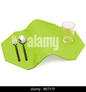 Jeu de forme octogonale isolée Place cuisine vert mat sur fond blanc Banque D'Images