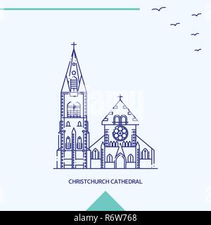 La Cathédrale de Christchurch skyline vector illustration Illustration de Vecteur