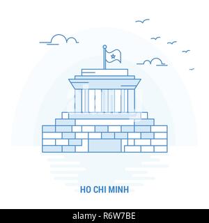 HO CHI MINH Repère Bleu. Arrière-plan créatif et modèle d'Affiche Illustration de Vecteur