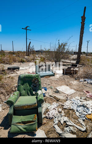 Paysage Post apocaliptic de Salton city en Californie du sud Banque D'Images