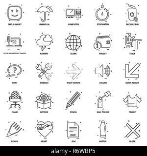 25 Concept d'entreprise Ligne Mix Icon Set Illustration de Vecteur