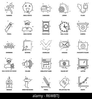 25 Concept d'entreprise Ligne Mix Icon Set Illustration de Vecteur