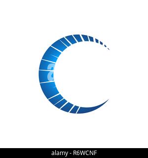 C créatif Logo vector, lettre C lettre russe avec l'été clair rose dégradé bleu ombre Illustration de Vecteur