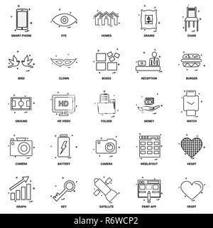 25 Concept d'entreprise Ligne Mix Icon Set Illustration de Vecteur