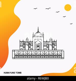 Billet d'HUMAYUNS TOMB Modèle d'Affiche Illustration de Vecteur