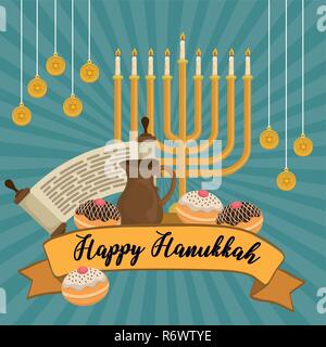 Hanukkah heureux vecteur illustration design icônes célébration Illustration de Vecteur