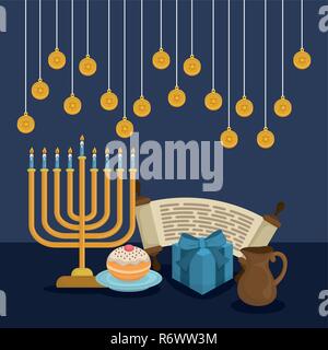 Hanukkah heureux vecteur illustration design icônes célébration Illustration de Vecteur