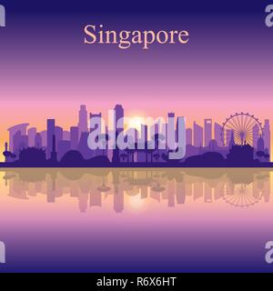 Singapore city skyline silhouette background, vector illustration Illustration de Vecteur