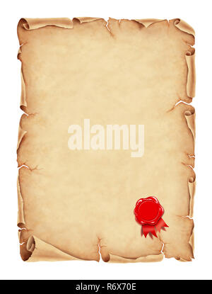 Vieux parchemin de cire rouge papier sealillustration, peinture numérique Banque D'Images