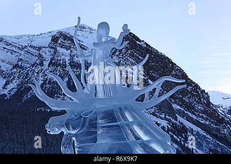 Sculpture sur glace , carnaval, Lake Louise, Alberta, Canada Banque D'Images