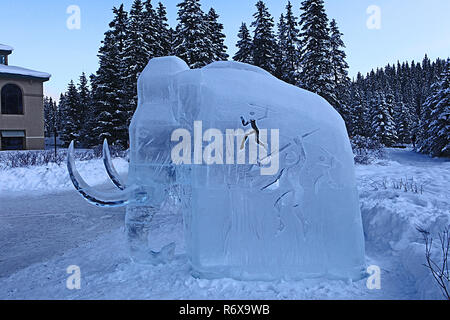 Sculpture sur glace , carnaval, Lake Louise, Alberta, Canada Banque D'Images