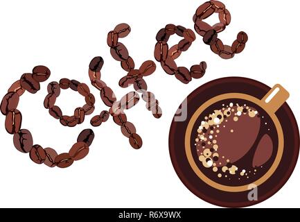 Design Café, cap et Grain de café sur fond blanc Illustration de Vecteur