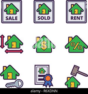 L'état réel du processus de vente maison Line Illustration de Vecteur