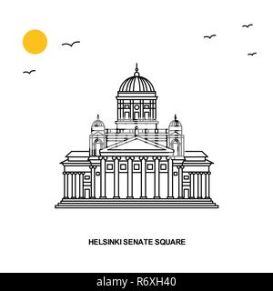 HELSINKI SENATE SQUARE Monument. Illustration naturelle de Voyage du Monde historique en ligne . Illustration de Vecteur