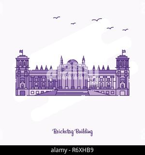 Vue DU BÂTIMENT DU REICHSTAG en pointillés violets skyline vector illustration Illustration de Vecteur