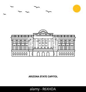 ARIZONA STATE CAPITOL Monument. Illustration naturelle de Voyage du Monde historique en ligne . Illustration de Vecteur