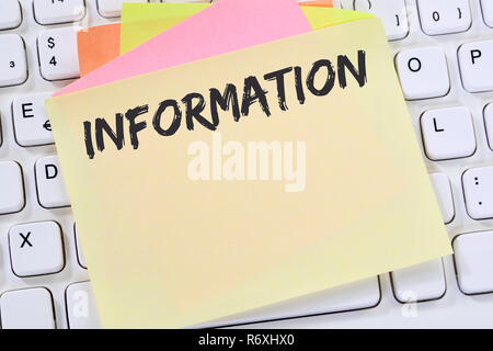 L'information info information information news news business concept sticky note Banque D'Images