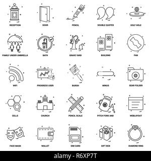 25 Concept d'entreprise Ligne Mix Icon Set Illustration de Vecteur