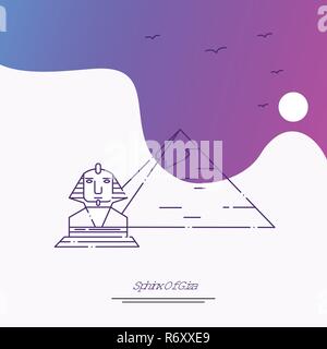 Billet Sphinx de Gizeh Modèle d'affiche. Arrière-plan créatif violet Illustration de Vecteur