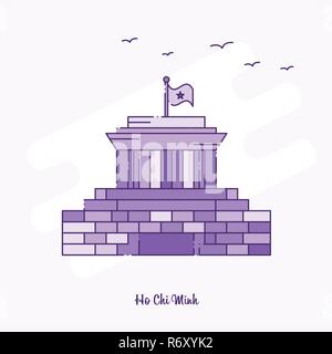 HO CHI MINH Monument Purple Ligne pointillée skyline vector illustration Illustration de Vecteur