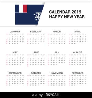 Calendrier 2019 Argentina Flag background. Langue Anglais Illustration de Vecteur