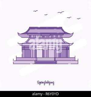 GYEANGBOKGUNG Monument Purple Ligne pointillée skyline vector illustration Illustration de Vecteur
