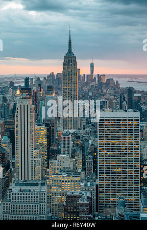 Vue sur l'Empire State Building de Manhattan, New York City Banque D'Images