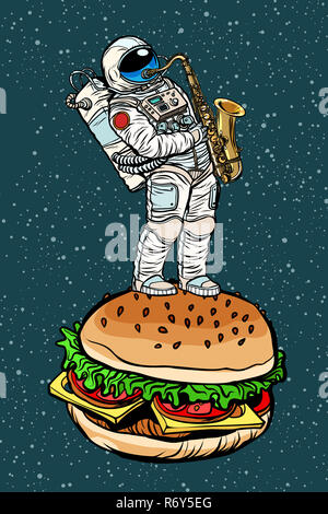 Joue sur un astronaute saxophone Burger Banque D'Images