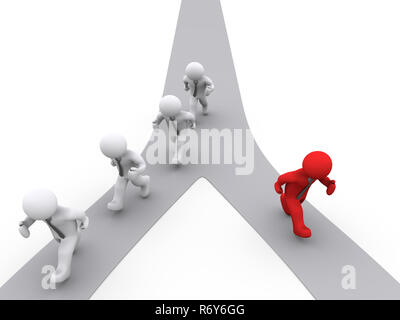 3d différentes affaires en cours d'exécution sur le droit chemin Banque D'Images