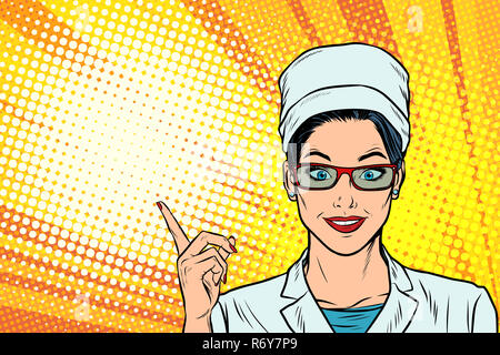 Femme médecin souligne le geste latéral