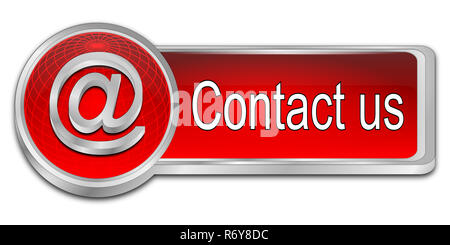 Bouton rouge brillant contactez-nous - 3D illustration Banque D'Images