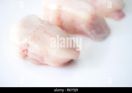 Steaks de Queue de lotte. Isolated over white Banque D'Images