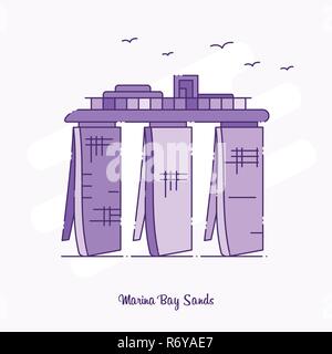 MARINA BAY SANDS Monument Purple Ligne pointillée skyline vector illustration Illustration de Vecteur