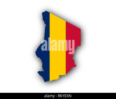 La carte et drapeau du Tchad Banque D'Images