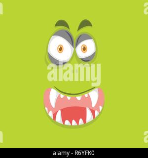 Monster face sur fond vert lime illustration Illustration de Vecteur