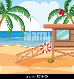 Une plage en bois de baywatch tower illustration Illustration de Vecteur