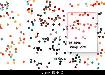 Confetti inspiré par couleur de l'année 2019 - de coraux vivants. Banque D'Images