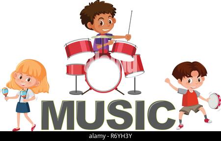 Police de caractères de la musique et les enfants illustration Illustration de Vecteur