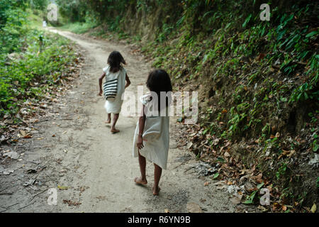 La Sierra Nevada de Santa Marta abrite les vestiges de la Culture Tairona autochtones américaines. Koguis vivent dans des resguardos Indigenas (réserves indiennes) Banque D'Images