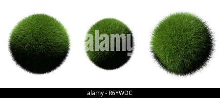 Le rendu 3D de sphères vert sur blanc Banque D'Images
