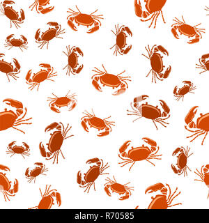 Mer bouilli crabe rouge avec motif sans griffes géantes. L'icône de fruits de mer frais Banque D'Images