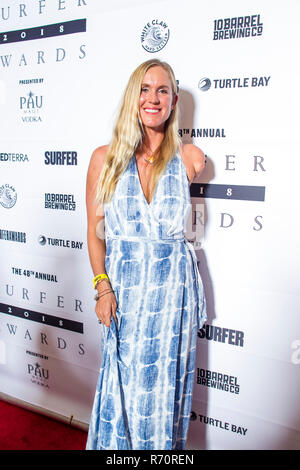 Kahuku, Hawaii, USA. 6 décembre 2018.Bethany Hamilton Surfer pose sur le tapis rouge devant le Surfer Poll Awards à la Turtle Bay Resort sur la côte nord de Kahuku, HI. Credit : Cal Sport Media/Alamy Live News Banque D'Images