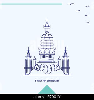 Skyline SWAYAMBHUNATH vector illustration Illustration de Vecteur