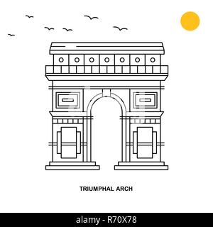 Arc de Triomphe Monument. Illustration naturelle de Voyage du Monde historique en ligne . Illustration de Vecteur