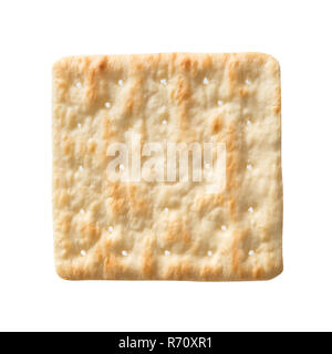 Soda carrés cracker isolé sur fond blanc. Banque D'Images