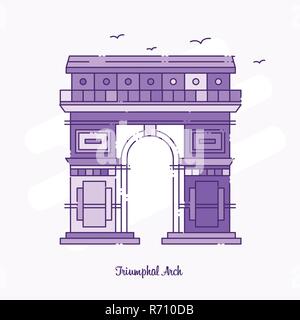 Arc de Triomphe Monument Purple Ligne pointillée skyline vector illustration Illustration de Vecteur